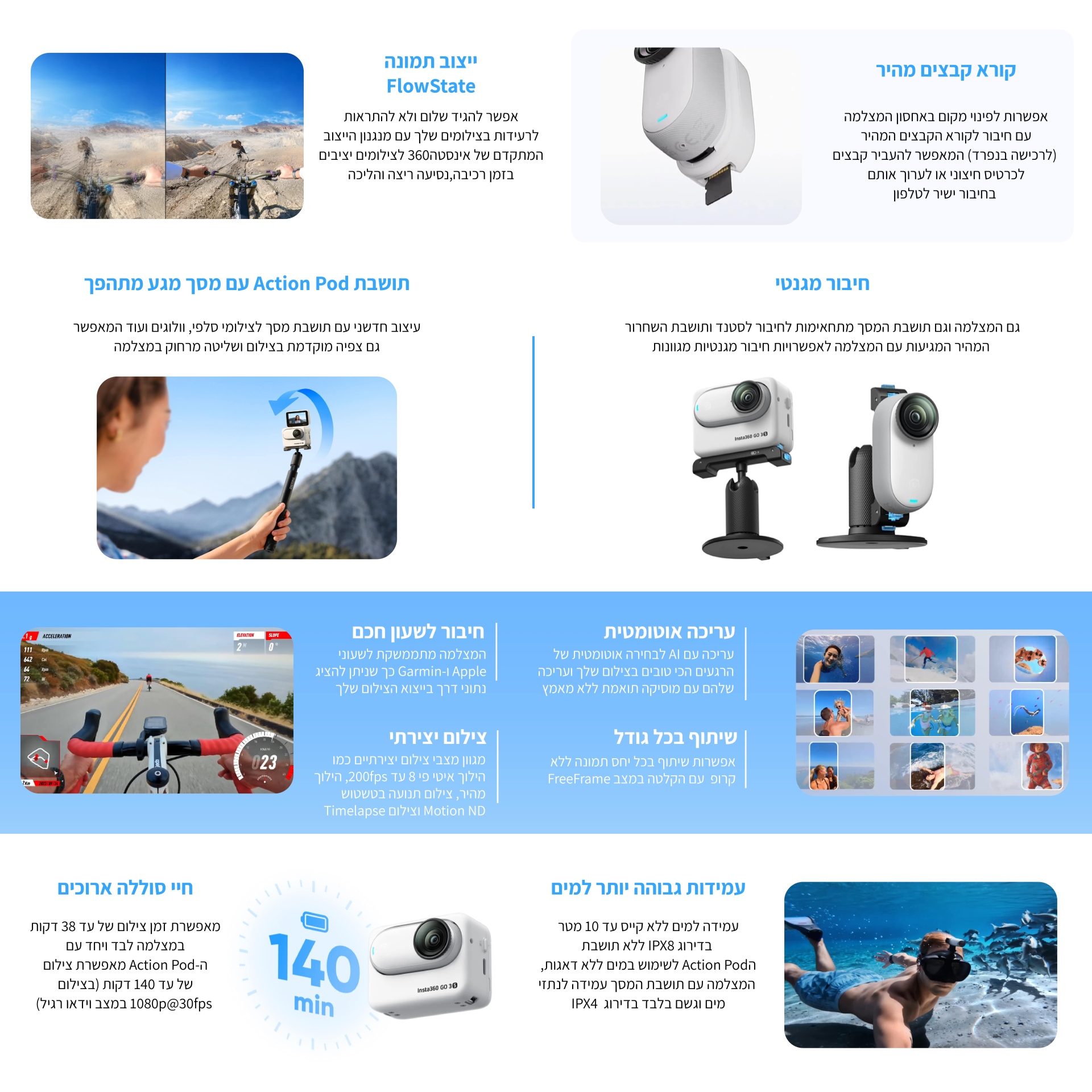 מצלמת אקסטרים Insta360 GO 3S