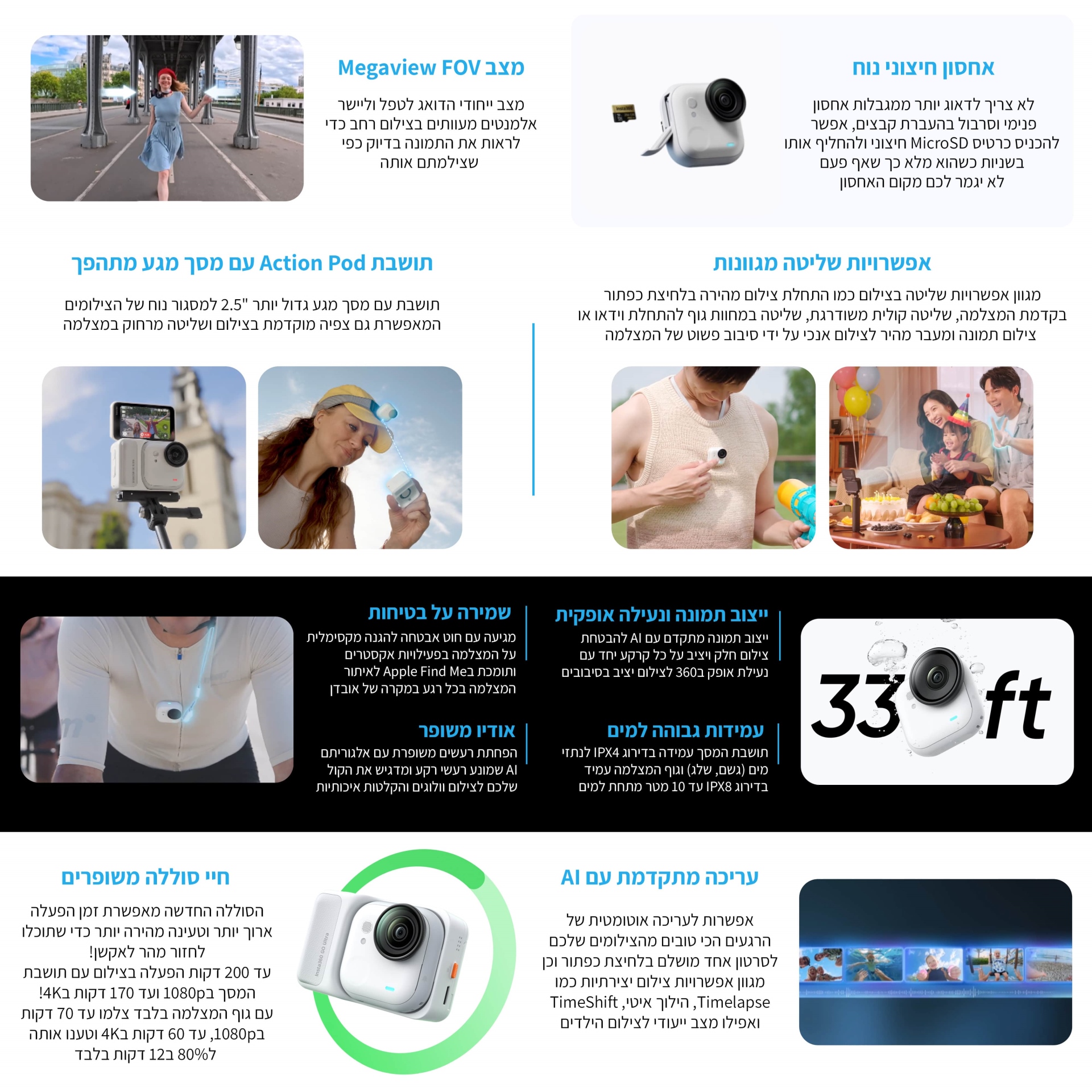 קיט מצלמת אקסטרים Insta360 Go Ultra Premium Cycling Bundle
