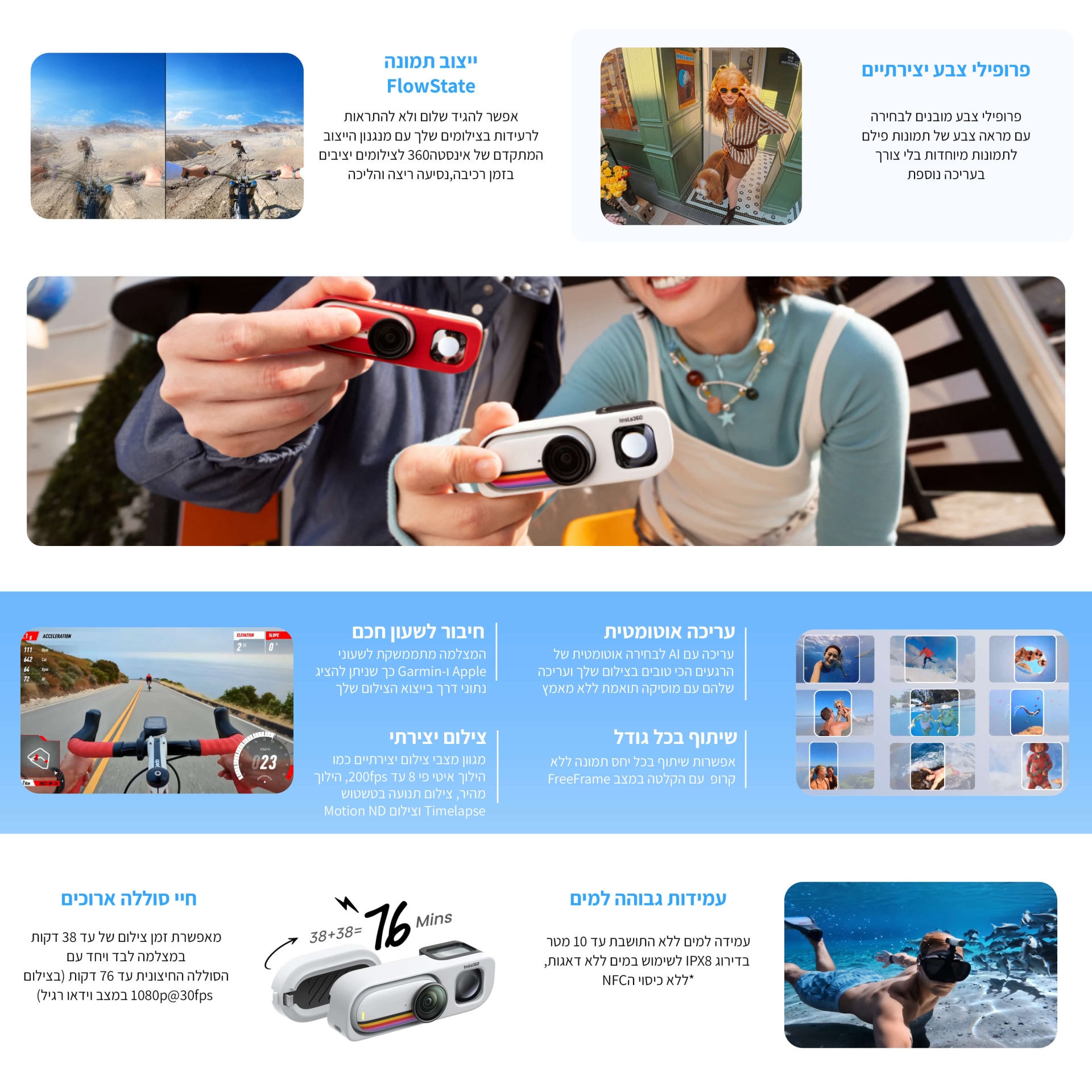 קיט מצלמת אקסטרים Insta360 GO 3S Retro Bundle