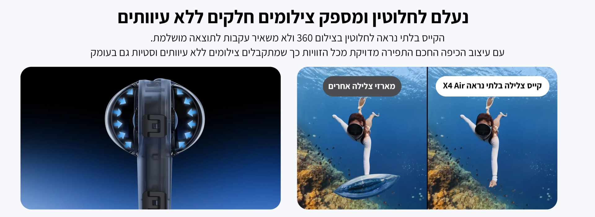 קייס צלילה Insta360 X4 Air Invisible Dive Case