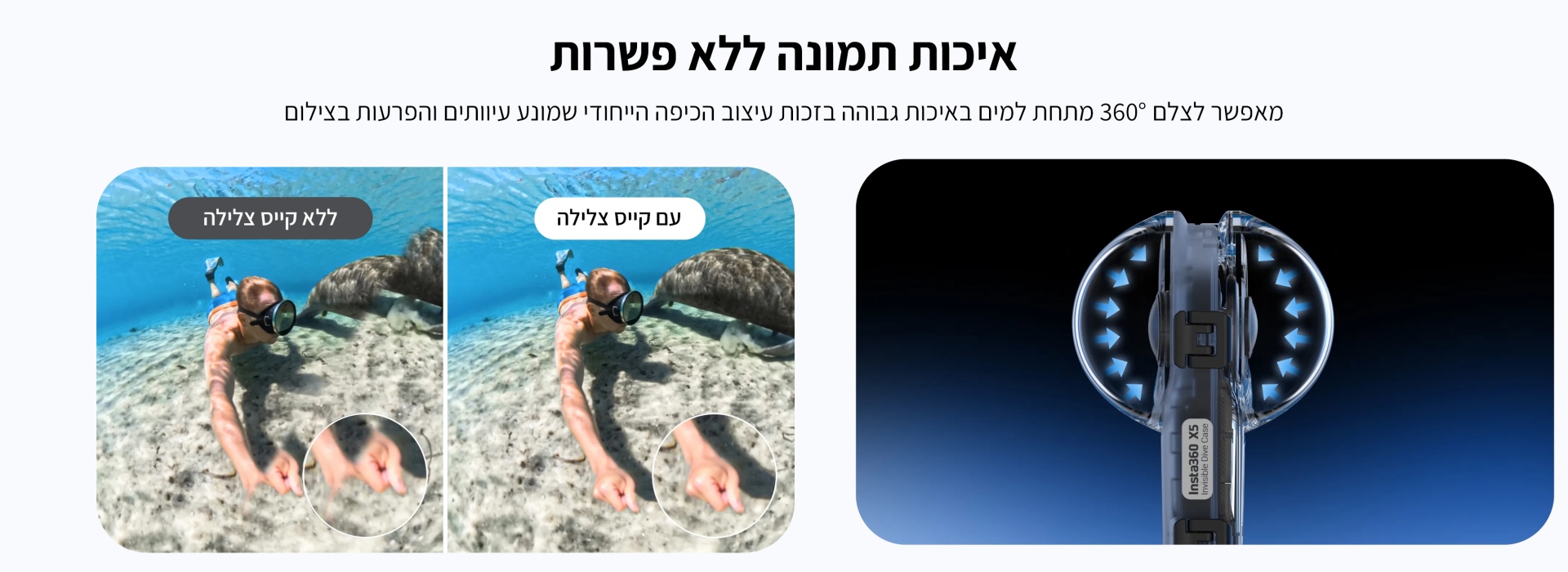 קייס צלילה Insta360 X5 Invisible Dive Case